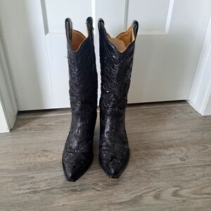 Corral Black Embroidered Ankle Boots